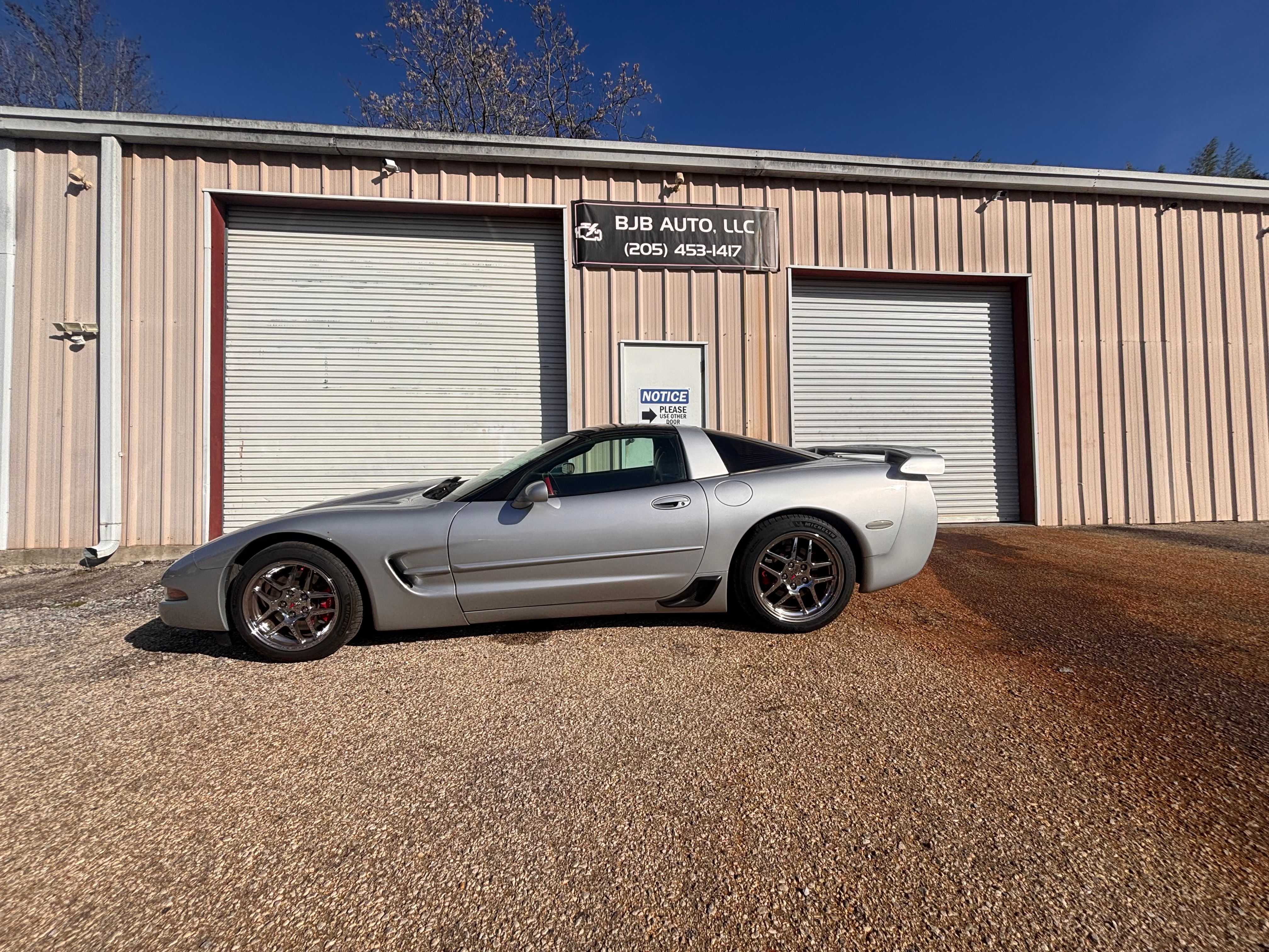 Silver Corvette at BJB Auto