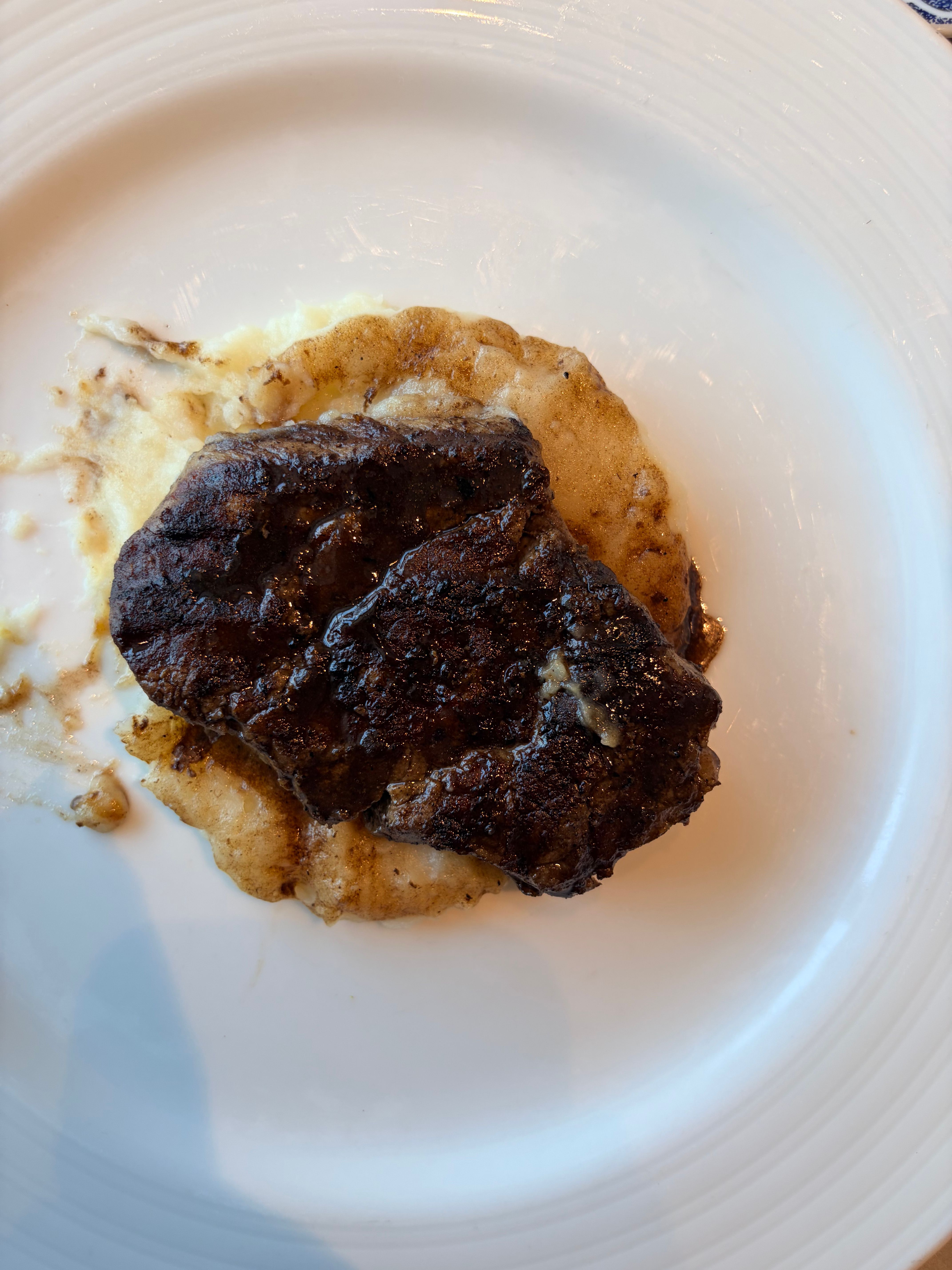 Seared filet with mashed potatoes