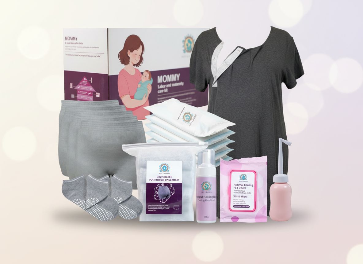 Postpartum care kit items laid out