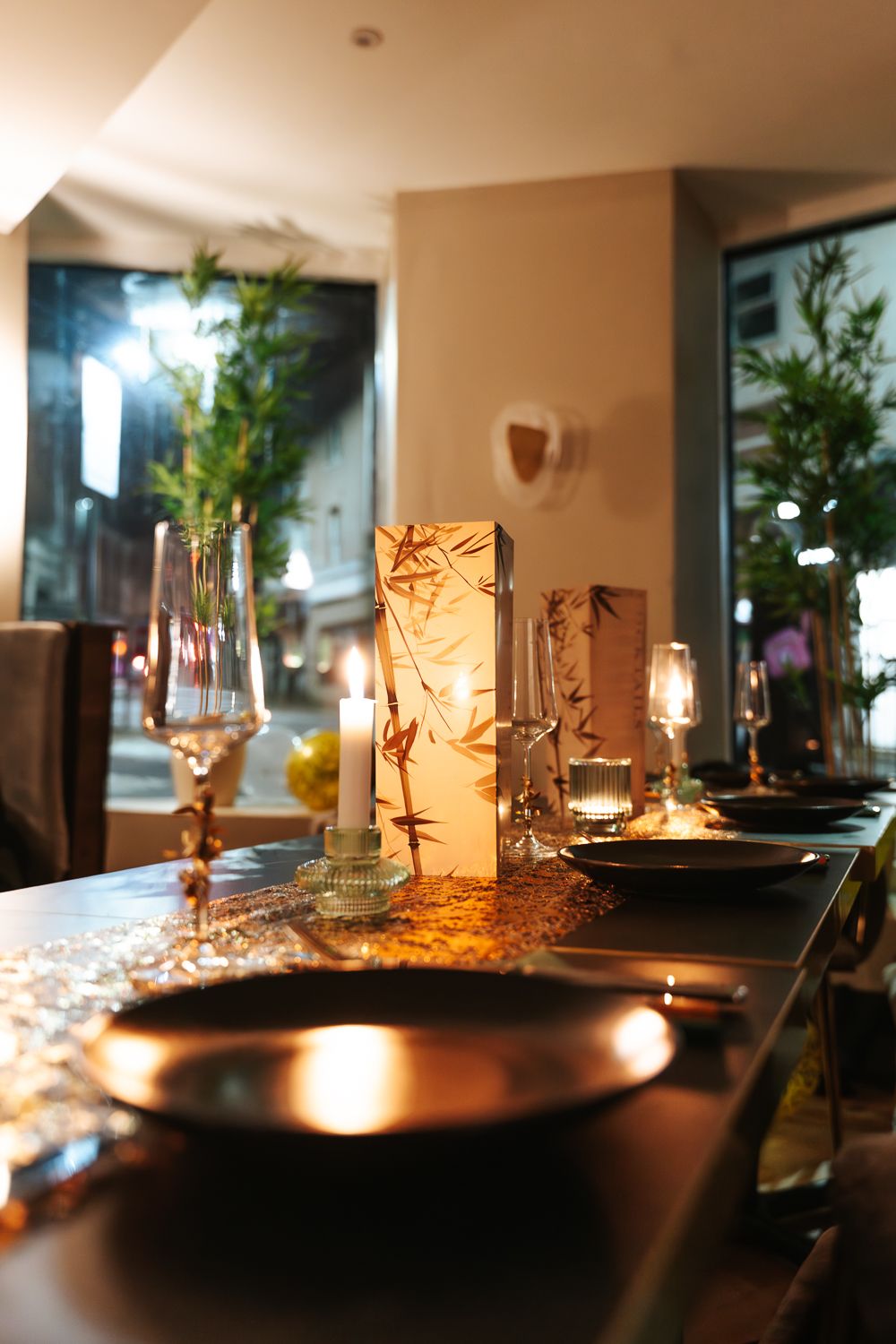 Candlelit table setting