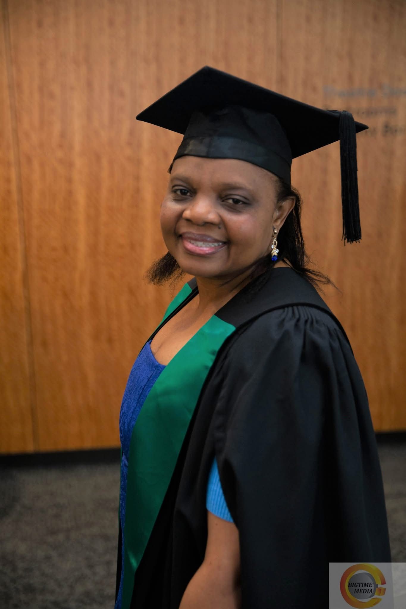 Miriam Muduwa in graduation attire