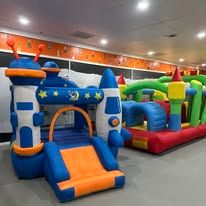Multiple inflatables in the indoor play area