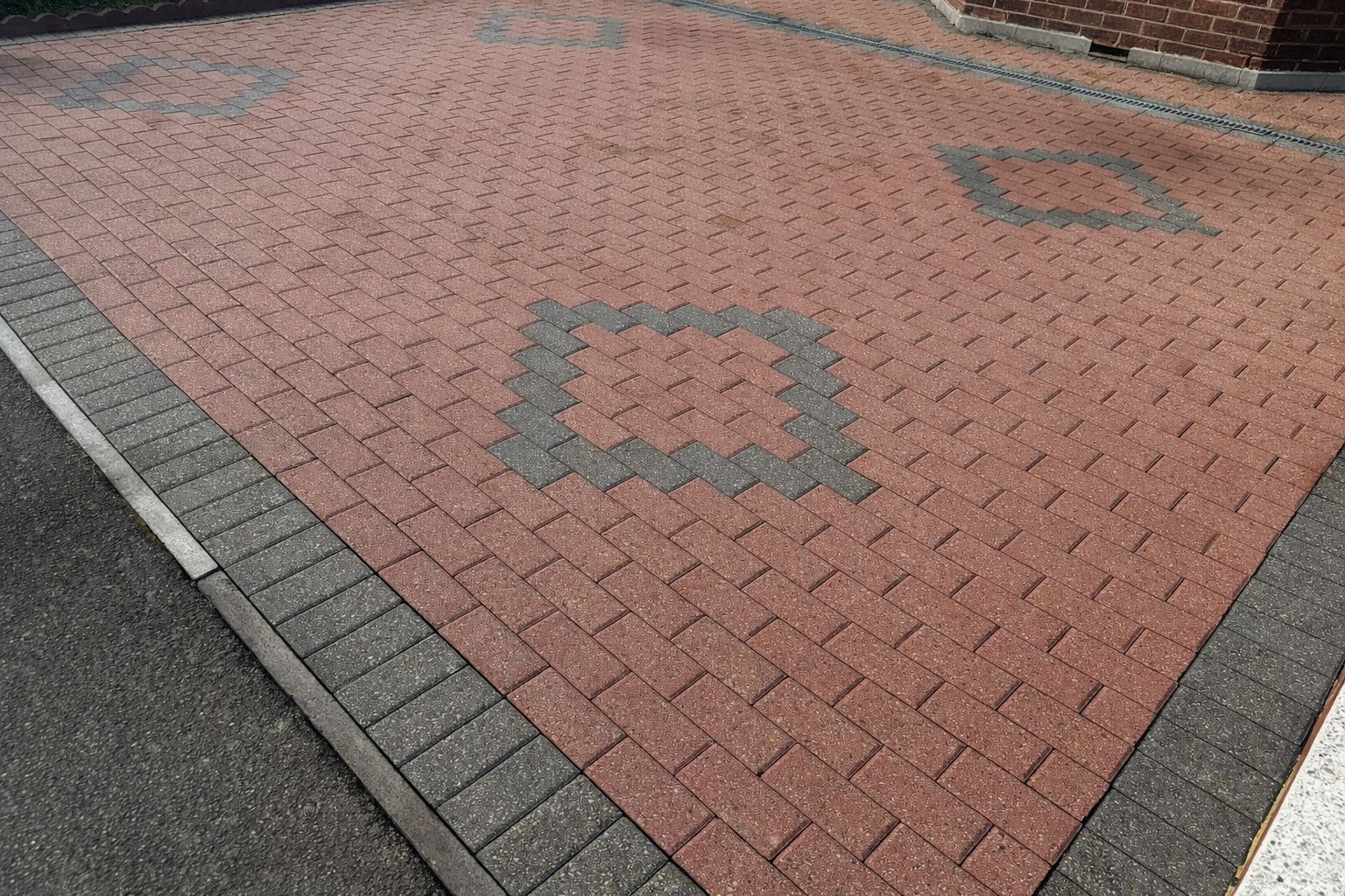 Completed block paving with decorative pattern