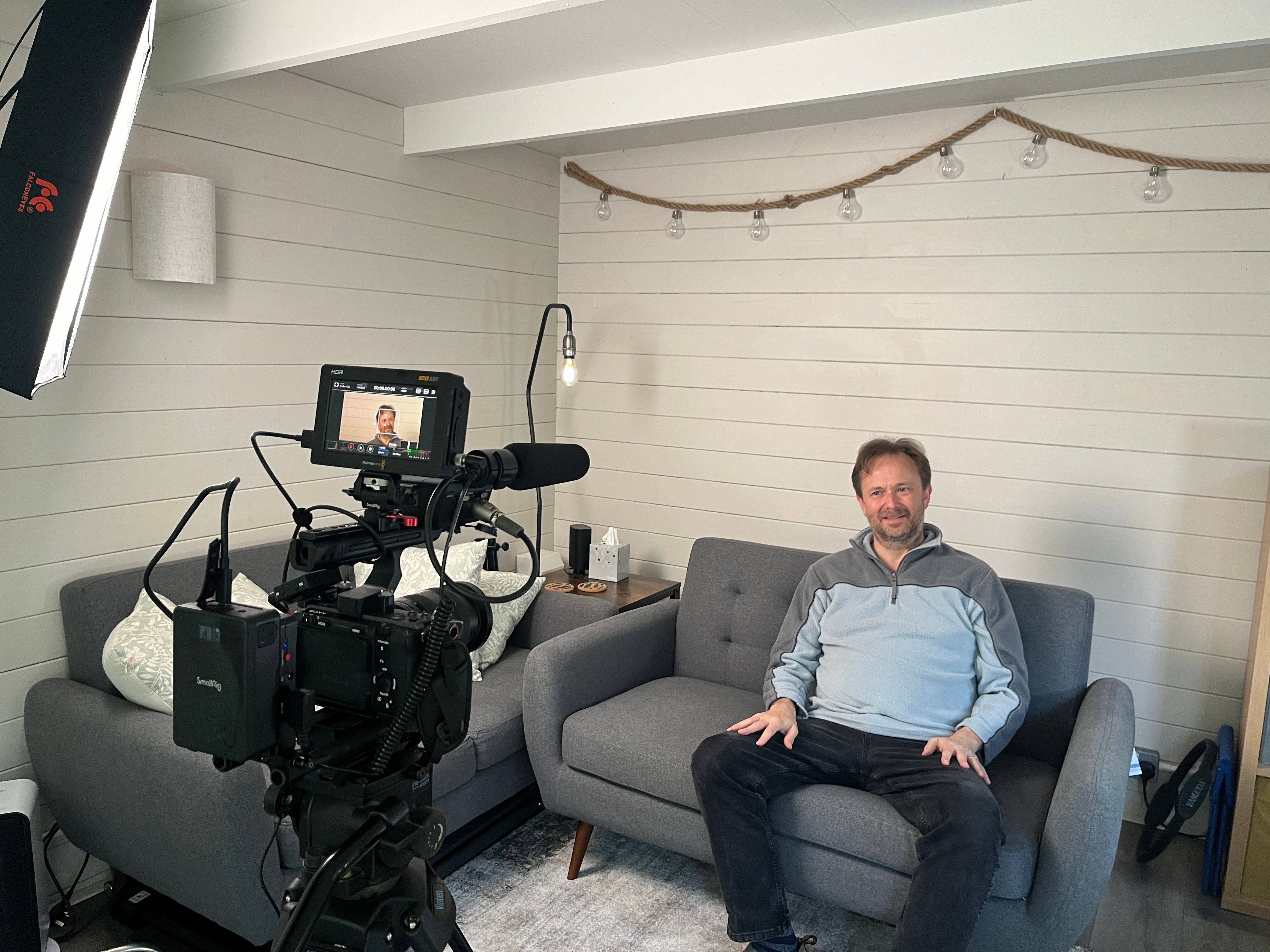 Professional video interview setup for a Sussex business