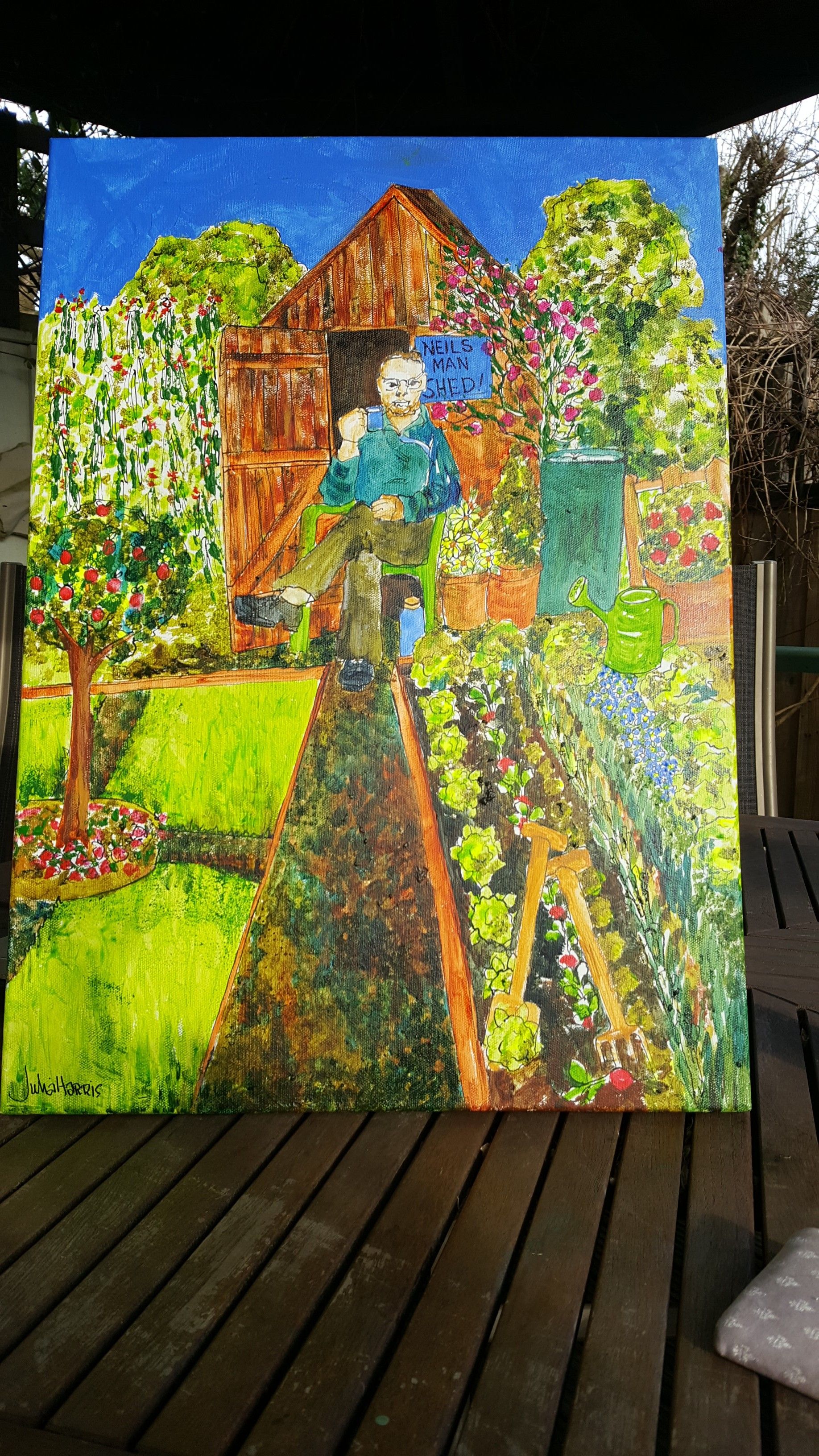 Neil's Man Shed painting by Julia Harris