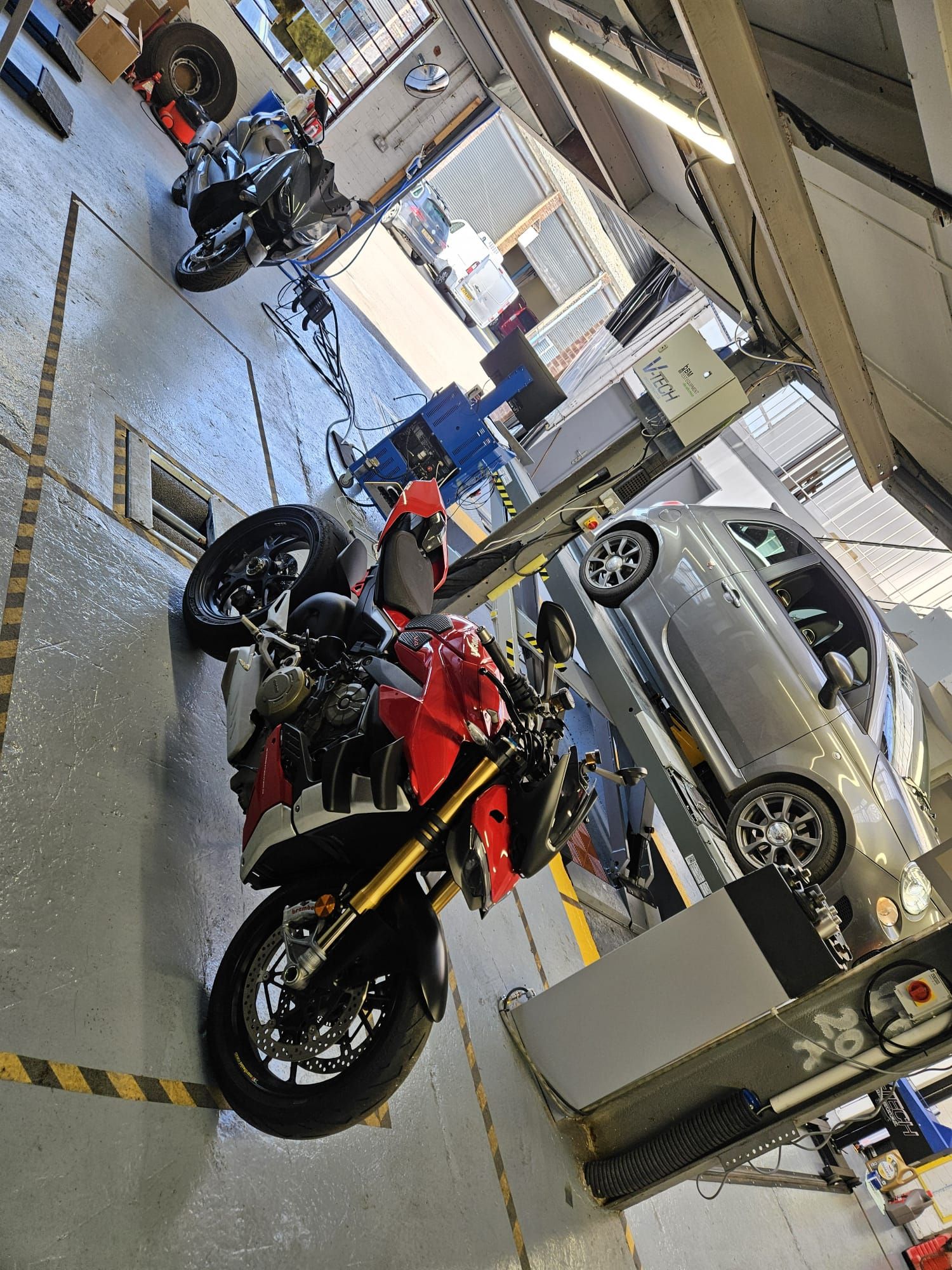 Ducati and Porsche in workshop