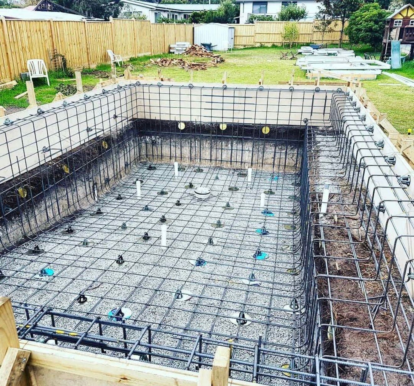 Custom pool rebar cage and gunite shell construction by Onyx & Iron Construction in North Texas