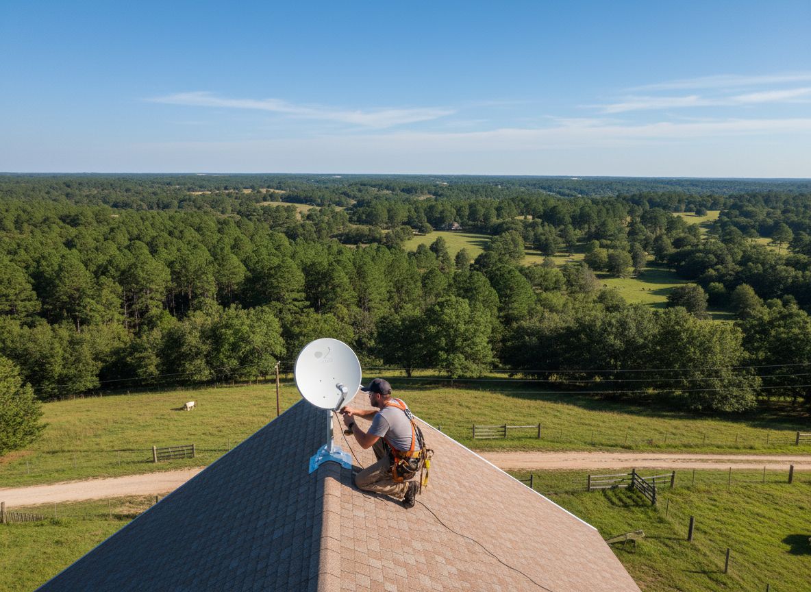 Starlink dish installation on rural property