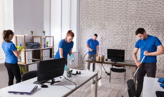 Cleaning team at work