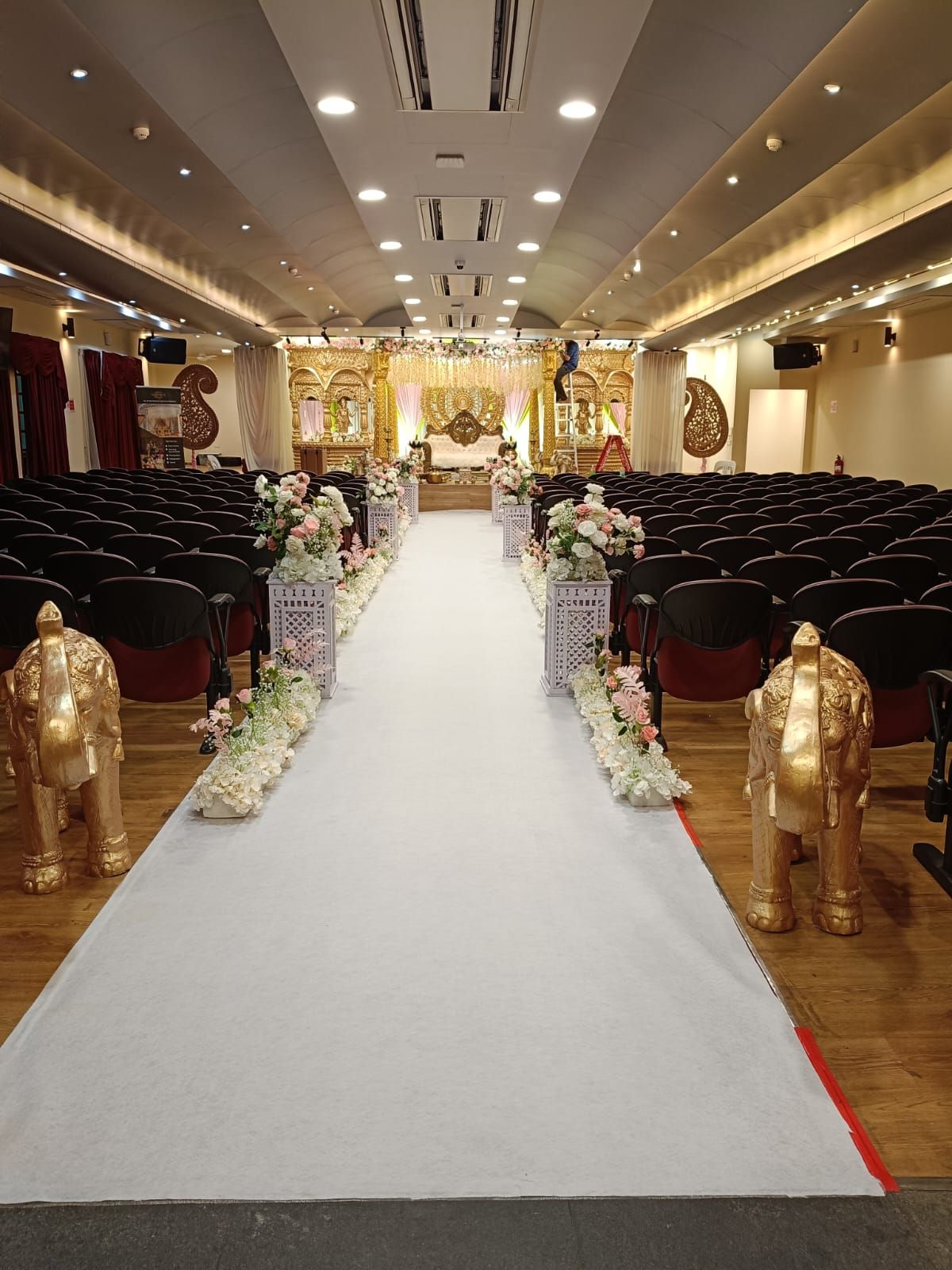 Temple wedding hall aisle and stage