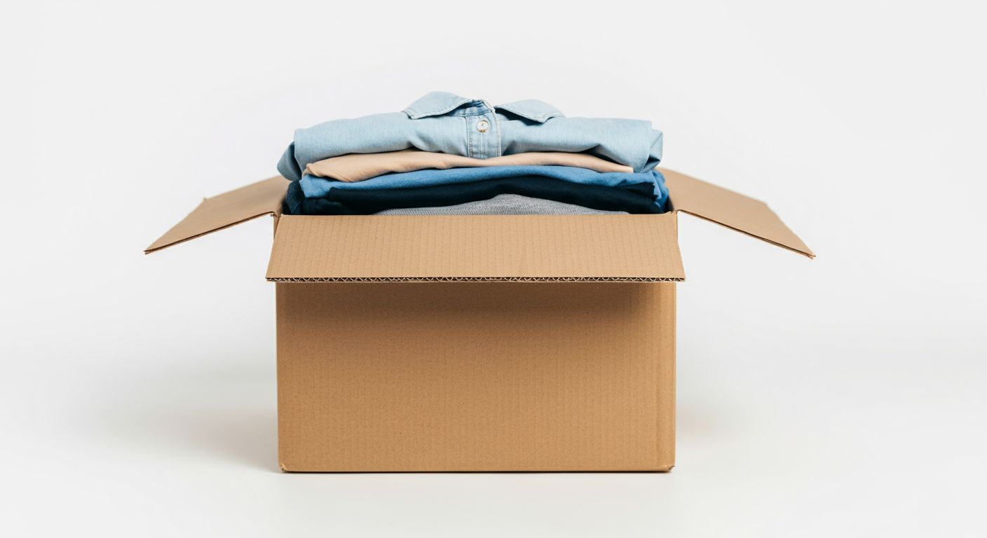 Box of donated clothes