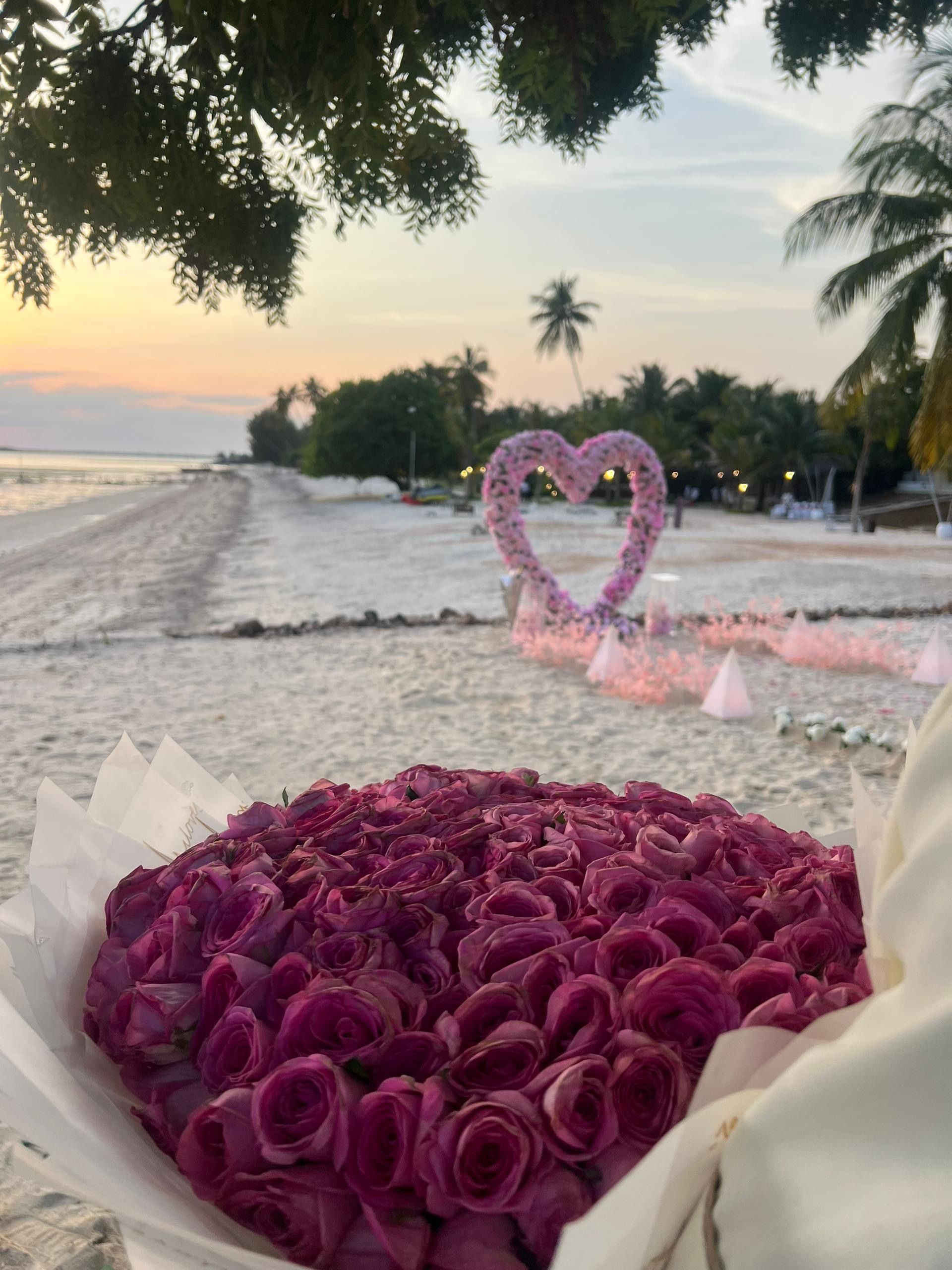 Beach wedding roses