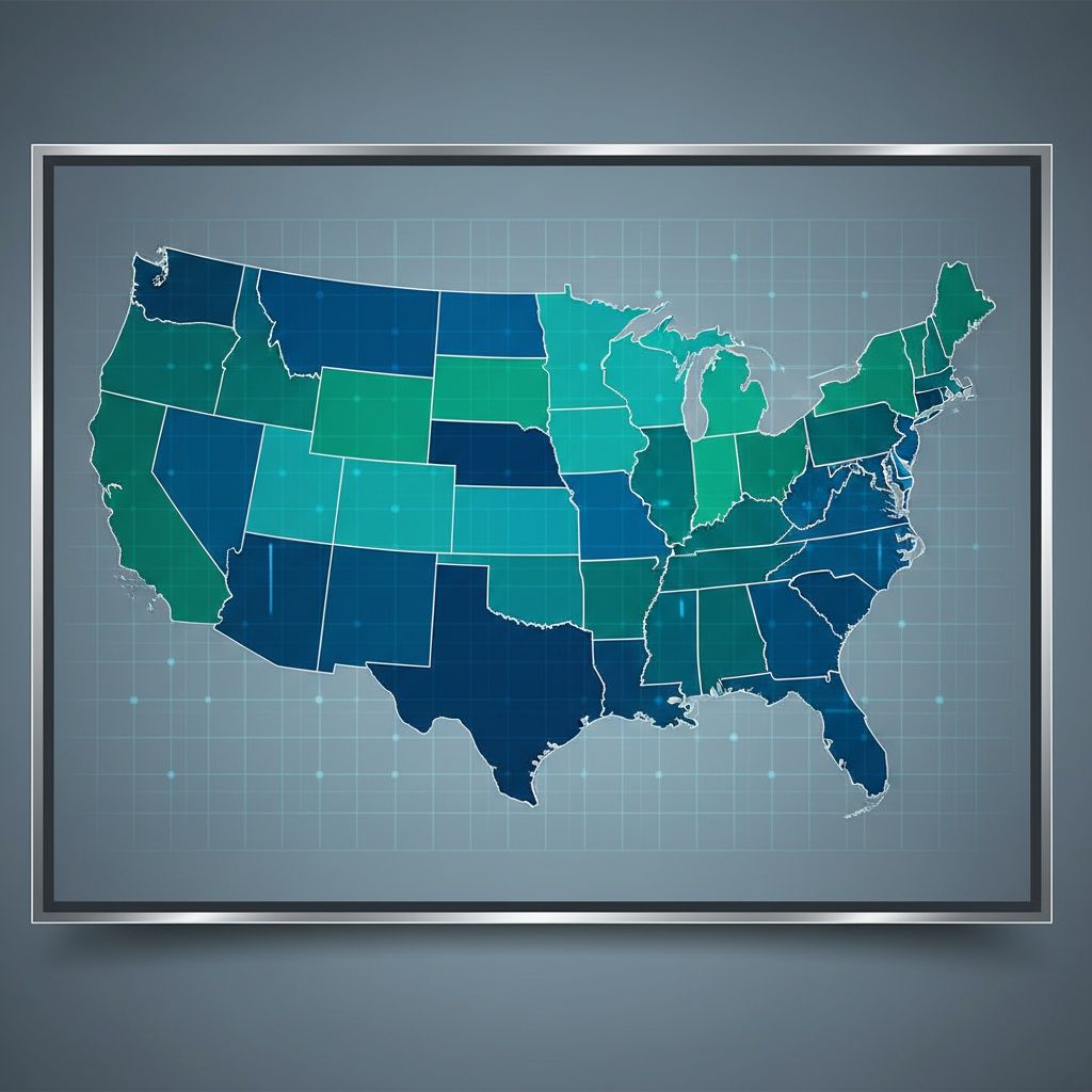 US Map with all 50 states and D.C. highlighted