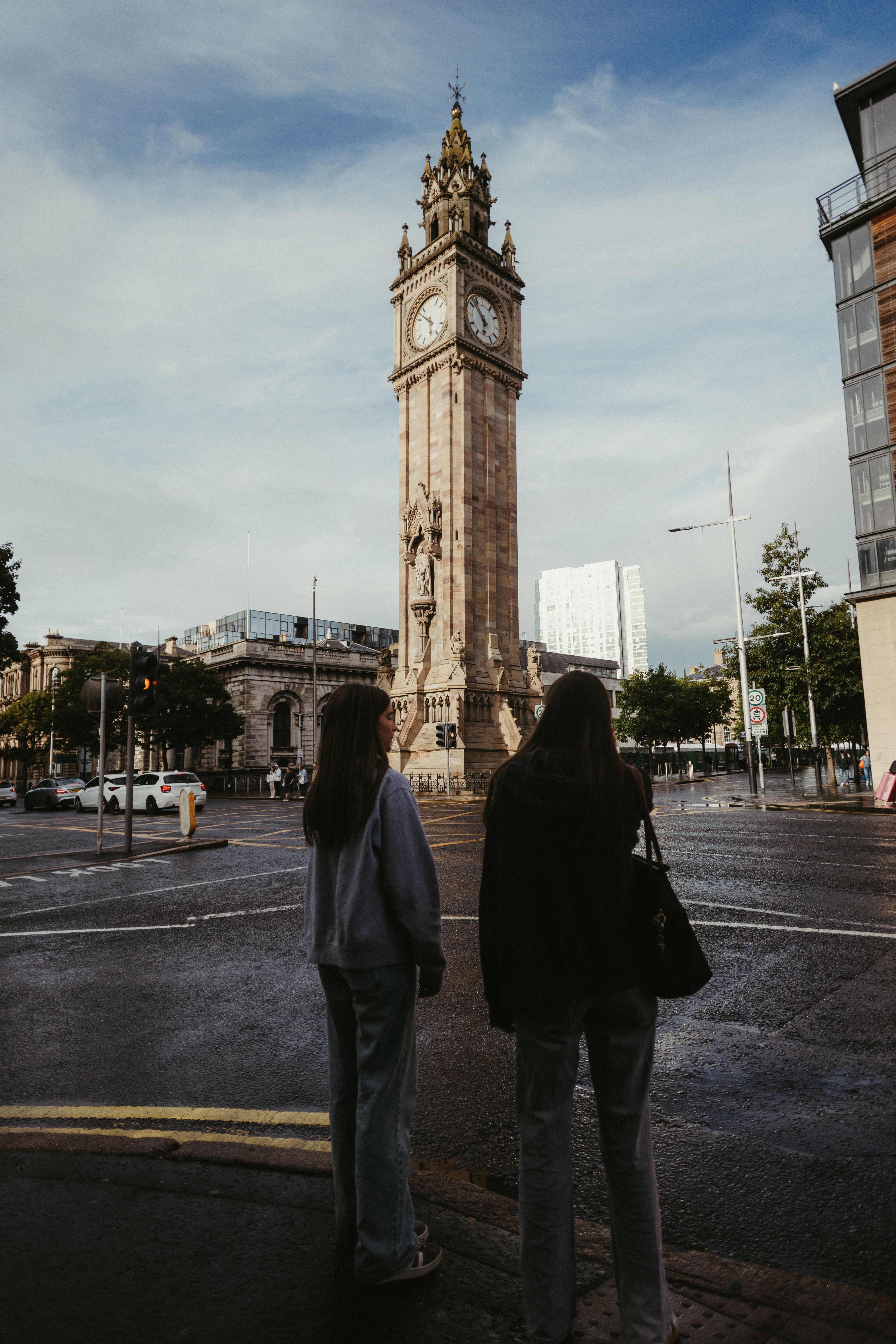 Belfast clock tower with ornate details