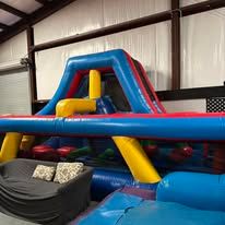 Inflatable obstacle course inside the venue