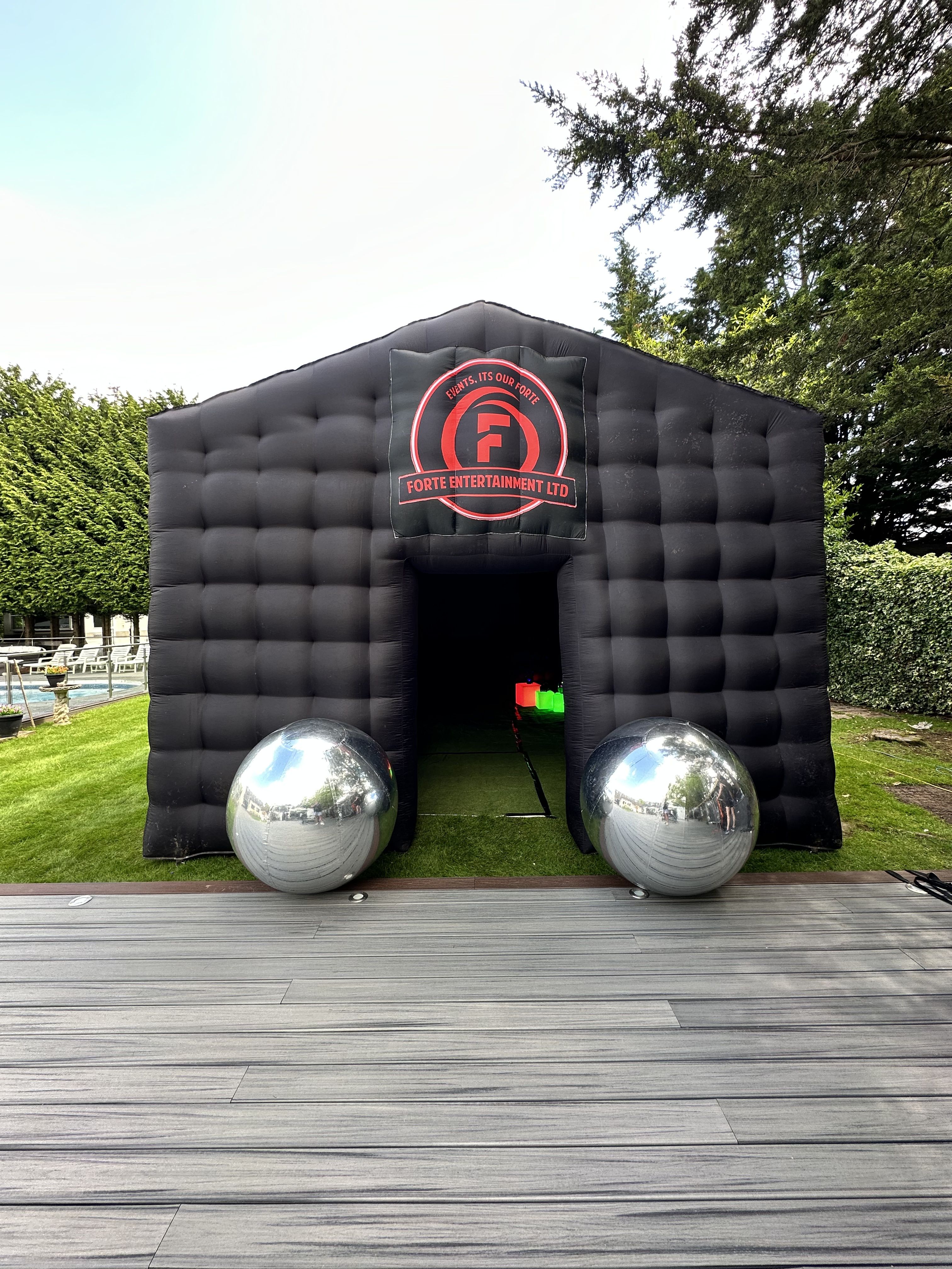 Forte Entertainment premium inflatable nightclub hire with red carpet entrance