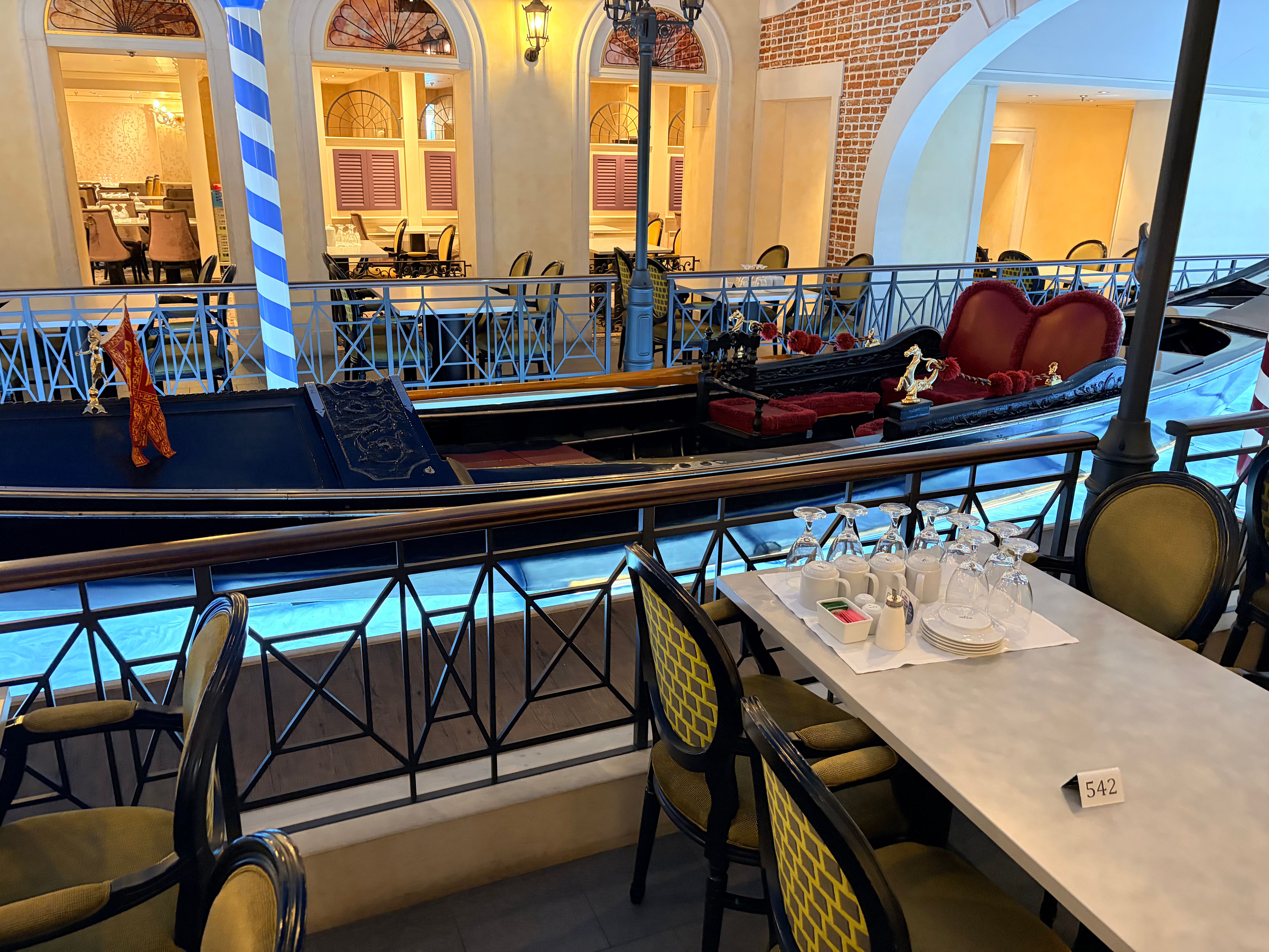 Grand Canal dining room with gondolas overhead