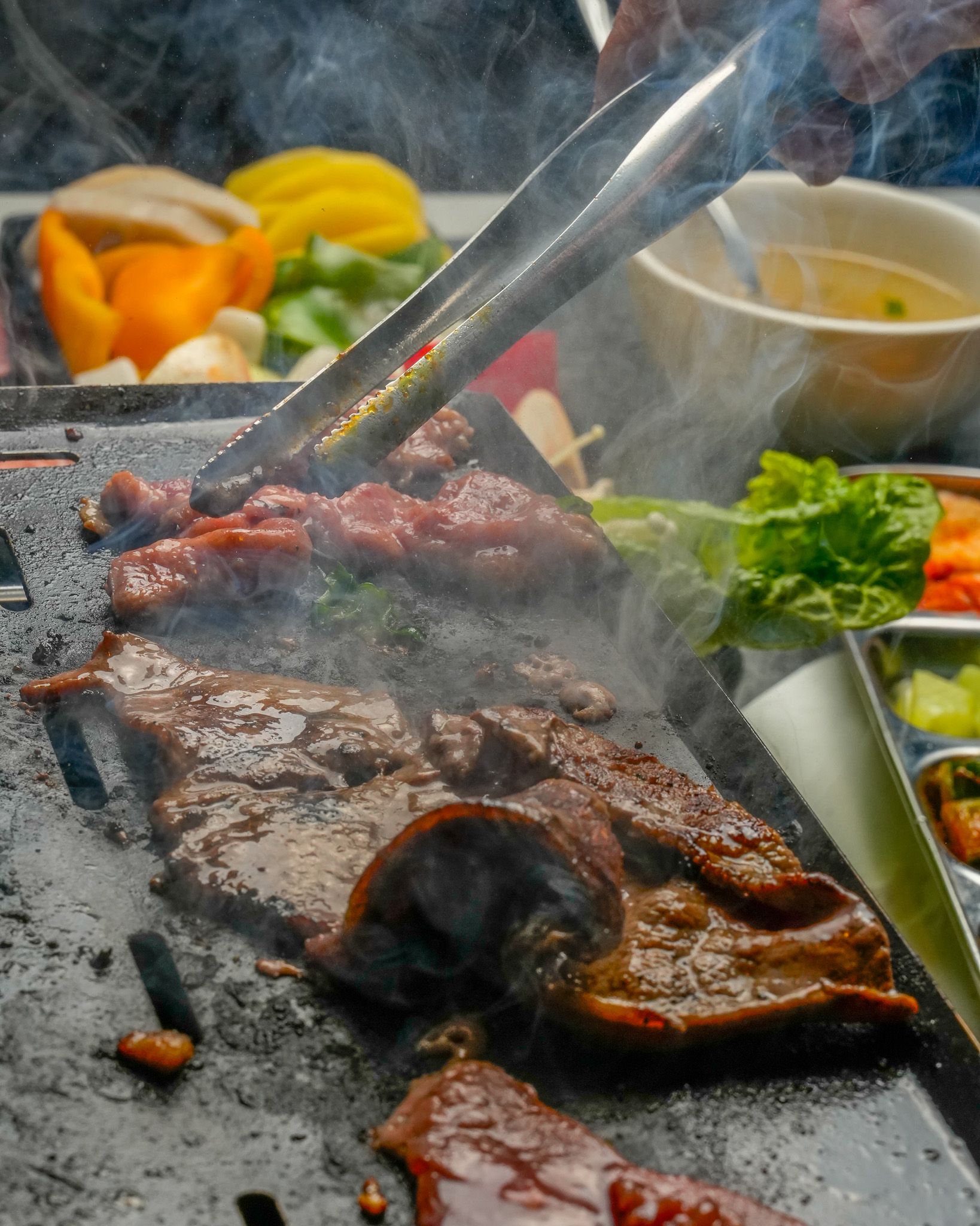 Korean BBQ grilling at the table